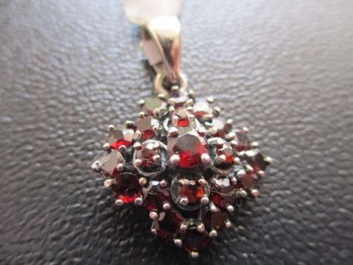 Sterling Silver  & Genuine Garnets Pendant