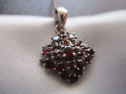 Sterling Silver  & Genuine Garnets Pendant