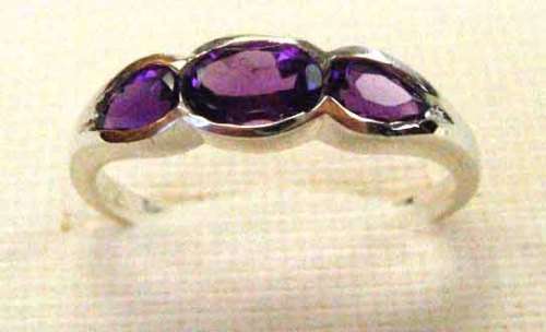 Stunning Sterling Silver and Genuine Amethysts Ring