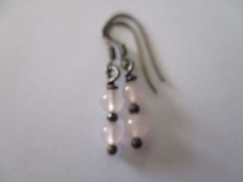 Solid Sterling Silver and Rose Quartz  Earrings