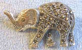 925 Sterling Silver and Marcasite Elephant Brooch