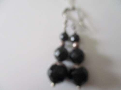 Solid Sterling Silver and Black Onyx  Earrings