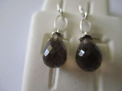 925 Sterling Silver  and Smoky Quartz /Topaz Briollets 6.26ct.  Earrings