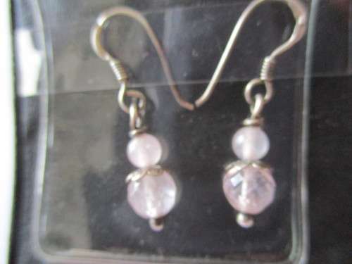 925 Sterling Silver  and Rose Quartz Earrings