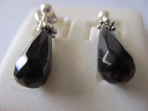 Beautiful-   925 Sterling Silver  and drop Black Onyx Earrings
