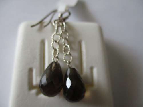 Solid Sterling Silver and Smoky Quartz  Earrings