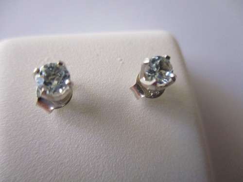 925 Sterling Silver and Genuine Sky Blue Topaz Earrings/ Studs