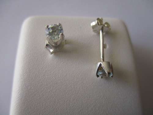 925 Sterling Silver and Genuine Sky Blue Topaz Earrings/ Studs