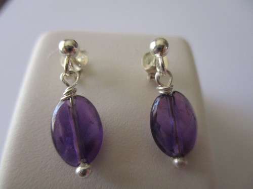 925 Sterling Silver  and Genuine Amethysts Earrings