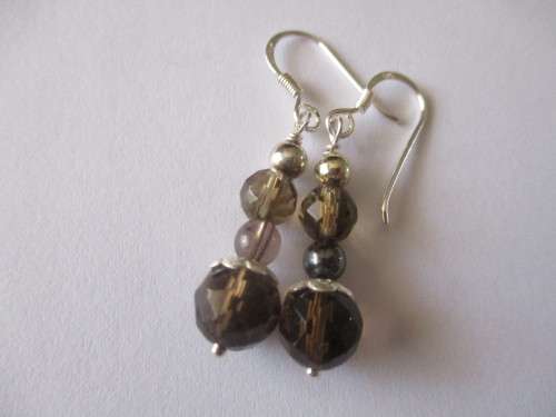 925 Sterling Silver  and Smoky Topaz Earrings