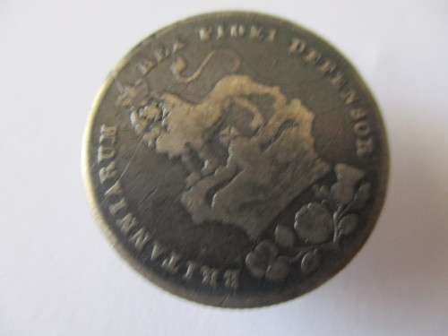 One cufflink,1843 Great Britain 4 Pence Silver Coin and Britanniarum