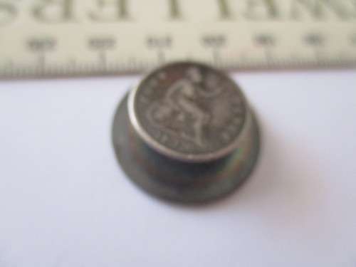 One cufflink,1843 Great Britain 4 Pence Silver Coin and Britanniarum