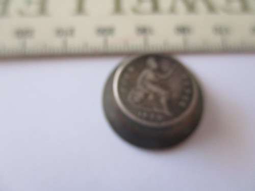 One cufflink,1843 Great Britain 4 Pence Silver Coin and Britanniarum