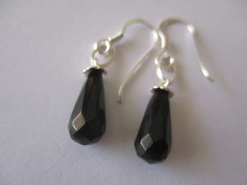 925 Sterling Silver  and  Black Onyx Drop Earrings