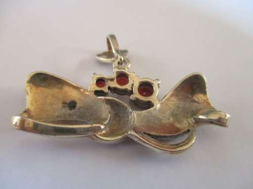 925 Sterling Silver Genuine Garnets  & Marcasite  Pendant