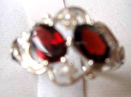 925 Sterling Silver Seed pearls and Garnets Ring.
