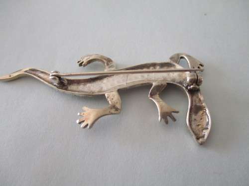 Antique 925 Silver and Marcasite Salamander Brooch