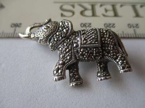 Sterling Silver and Marcasite `` ELEPHANT `` Brooch