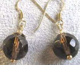 925 Sterling Silver and Genuine Smoky Quartz  Earrings.
