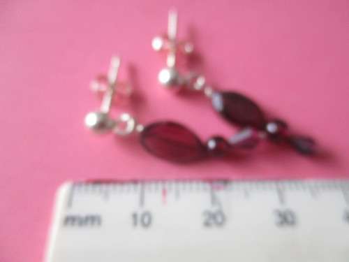 925 Sterling Silver and Garnets  Earrings.