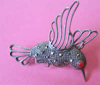 925 Sterling Silver and Marcasite '' bird '' Brooch