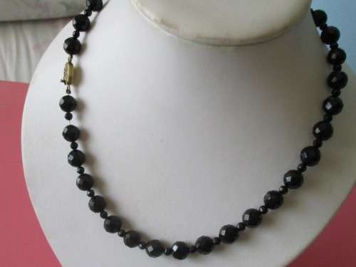 Silver and Faceted Black Onyx  Necklace