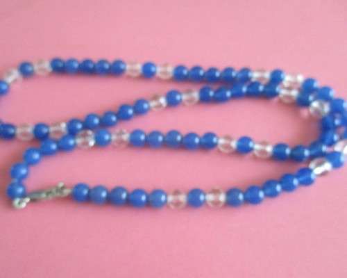 Blue Agate and Crystal Necklace