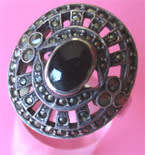 925-Sterling Silver Onyx and Marcasite Ring
