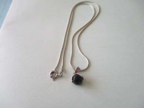 Sterling Silver chain and black onyx pendant on