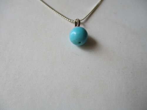 Sterling Silver Chain 45 cm Long and Turquoise Pendant