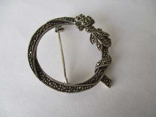 925 Sterling Silver Marcasite Brooch