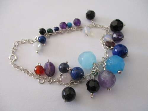 925 Sterling Silver and Genuine Gemstones Bracelet