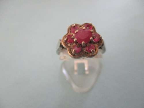 925 Sterling Silver and Genuine Rubies Ring