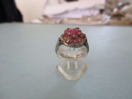 925 Sterling Silver and Genuine Rubies Ring