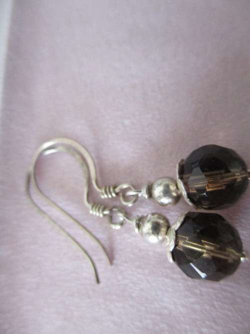 Sterling Silver & Genuine Smoky Quartz Earrings