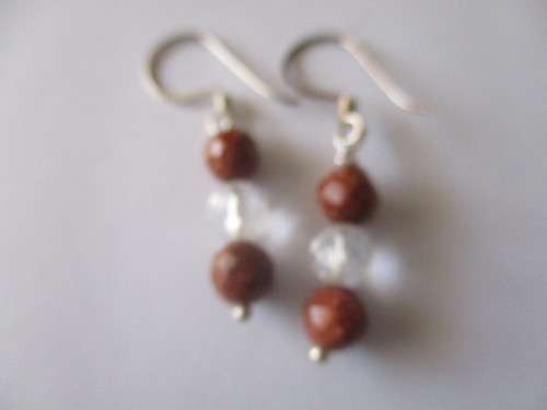Sterling Silver Gold Stones and Crystal Earrings