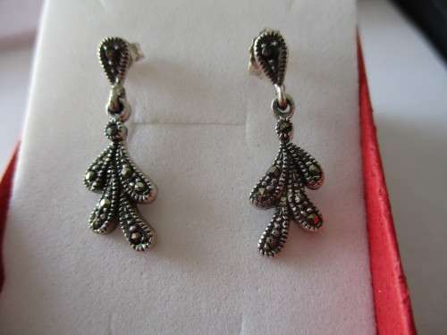925 Sterling Silver & Marcasite Earrings