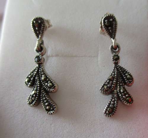 925 Sterling Silver & Marcasite Earrings