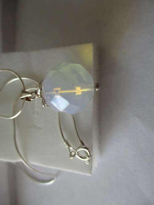 Sterling Silver Chain 50cm & Sterling Silver Big Opalite Pendant