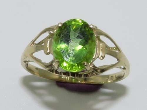 Genuine Peridot set in 10ct Yellow Gold Ring