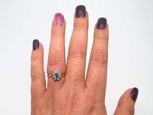 Enchanting Ceylon Blue Sapphire & Diamond Ring in 9ct Yellow Gold