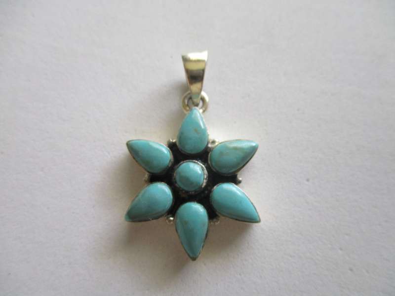925 Sterling Silver & Genuine Turquoise Pendant