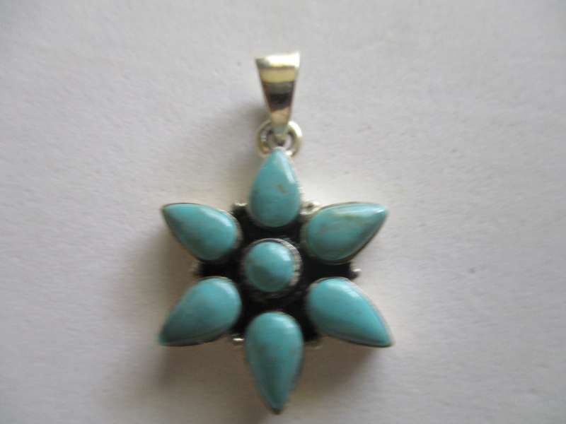 925 Sterling Silver & Genuine Turquoise Pendant