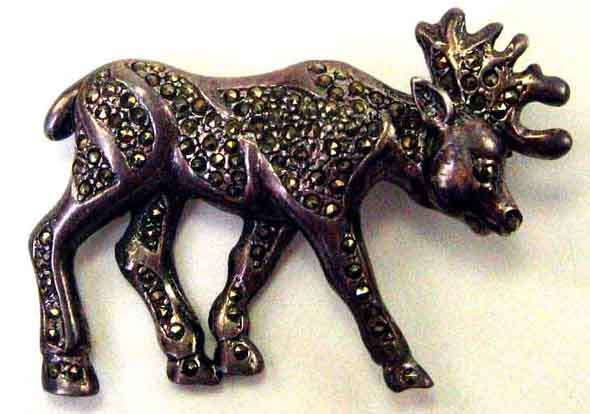925 Sterling Silver `` Reindeer ` Brooch