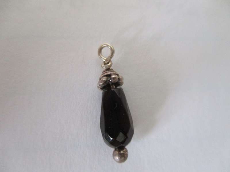 Sterling Silver and Drop Faceted Black Onyx Charm/ Pendant [Price redus]
