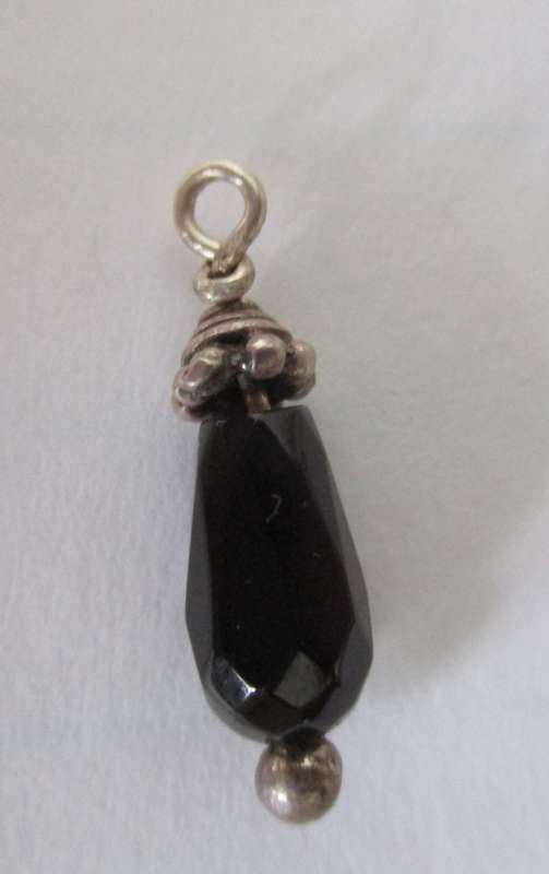 Sterling Silver and Drop Faceted Black Onyx Charm/ Pendant [Price redus]
