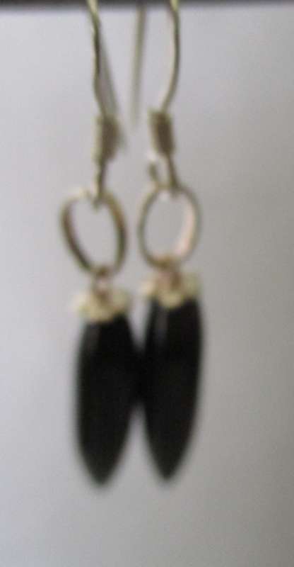 925 Sterling Silver and Long Bullets Black Onyx Earrings