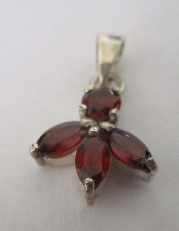 Sterling Silver and Genuine Garnets Pendant