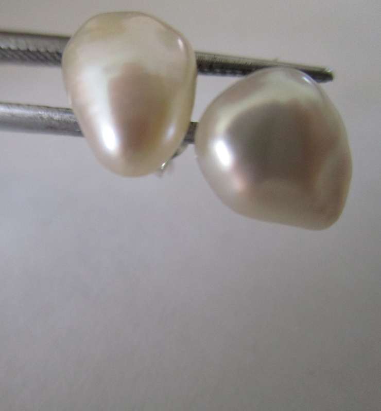 925 Sterling Silver and Big Fresh water Pearls Earrings