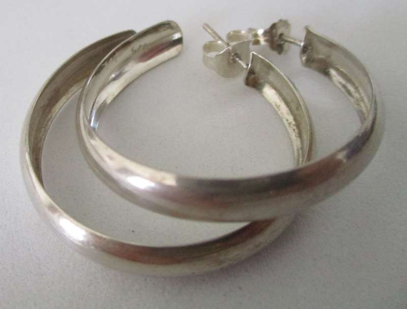 Sterling Silver Hoop  Earrings Large